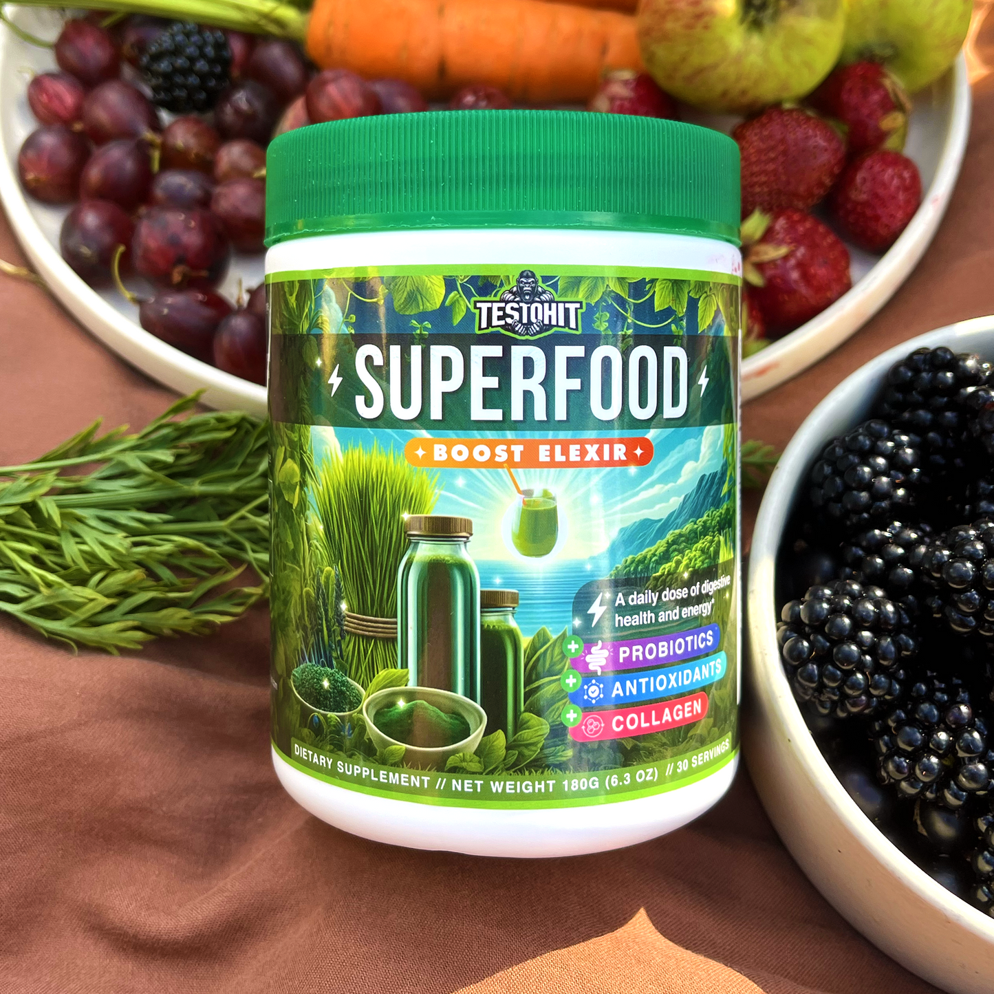 SUPERFOOD – žaliasis ELIKSYRAS kasdieniam smoothie – viskas viename – probiotikai, antioksidantai, kolagenas